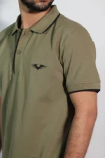 Olive Half Sleeves Pique Polo - Image 5