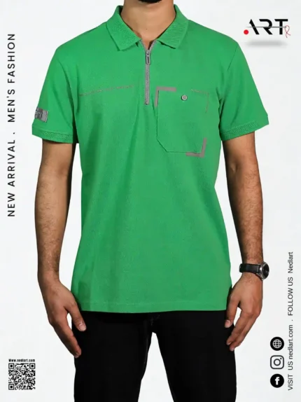 Green Half Sleeves Pique Polo Tee