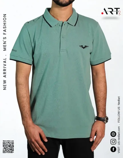 Mint Green Half Sleeves Pique Polo