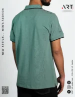 Mint Green Half Sleeves Pique Polo - Image 2
