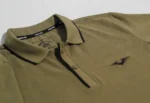 Olive Half Sleeves Pique Polo - Image 4